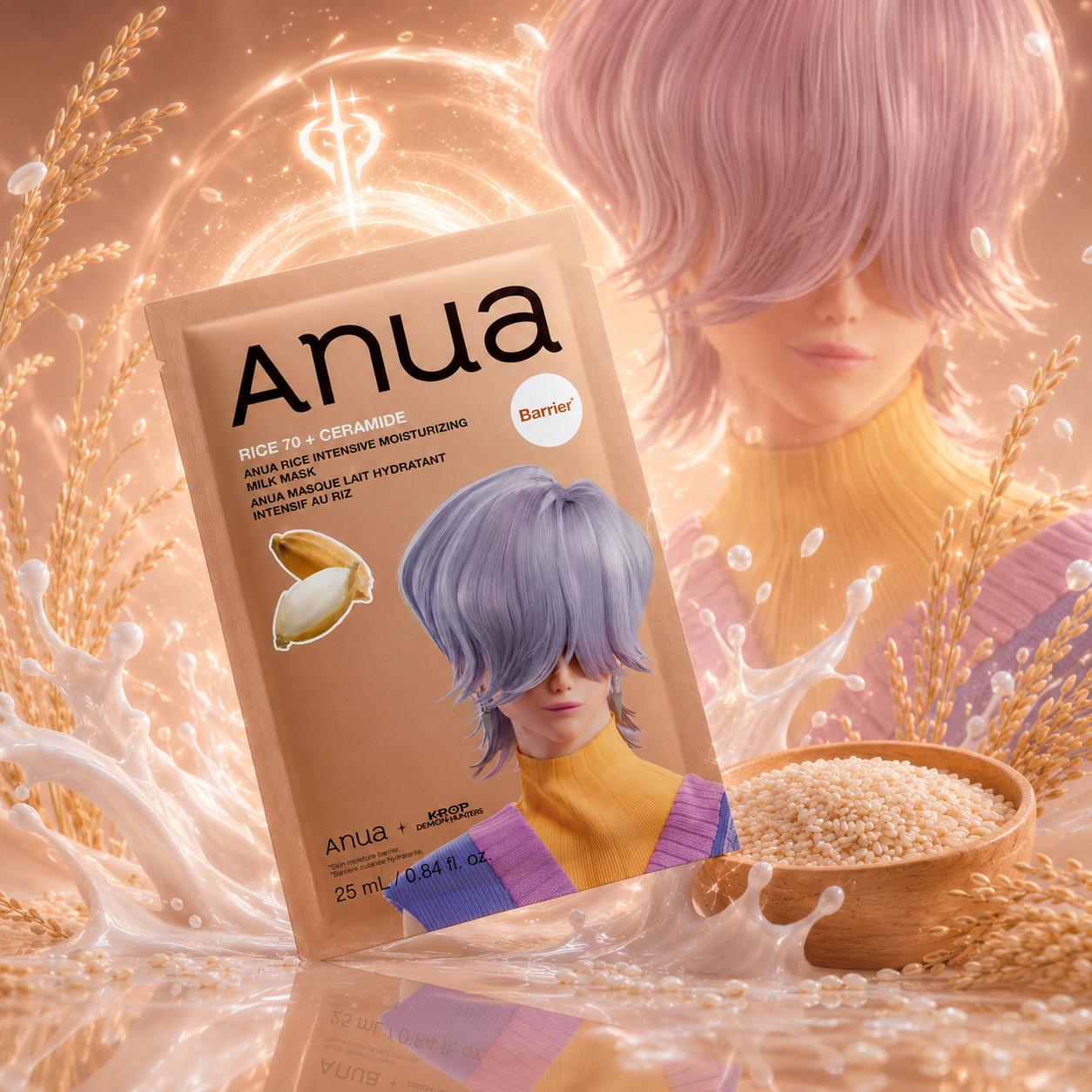Питательная маска Anua K-Pop Demon Hunters Rice 70 Intensive Moisturizing Milk Mask