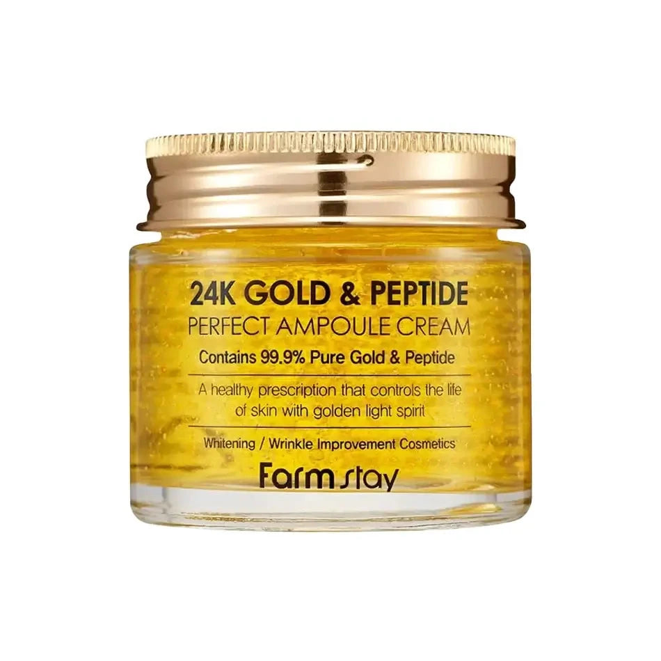 Ampulu krēms ar zeltu un peptīdiem FarmStay 24K Gold & Peptide Perfect Ampoule