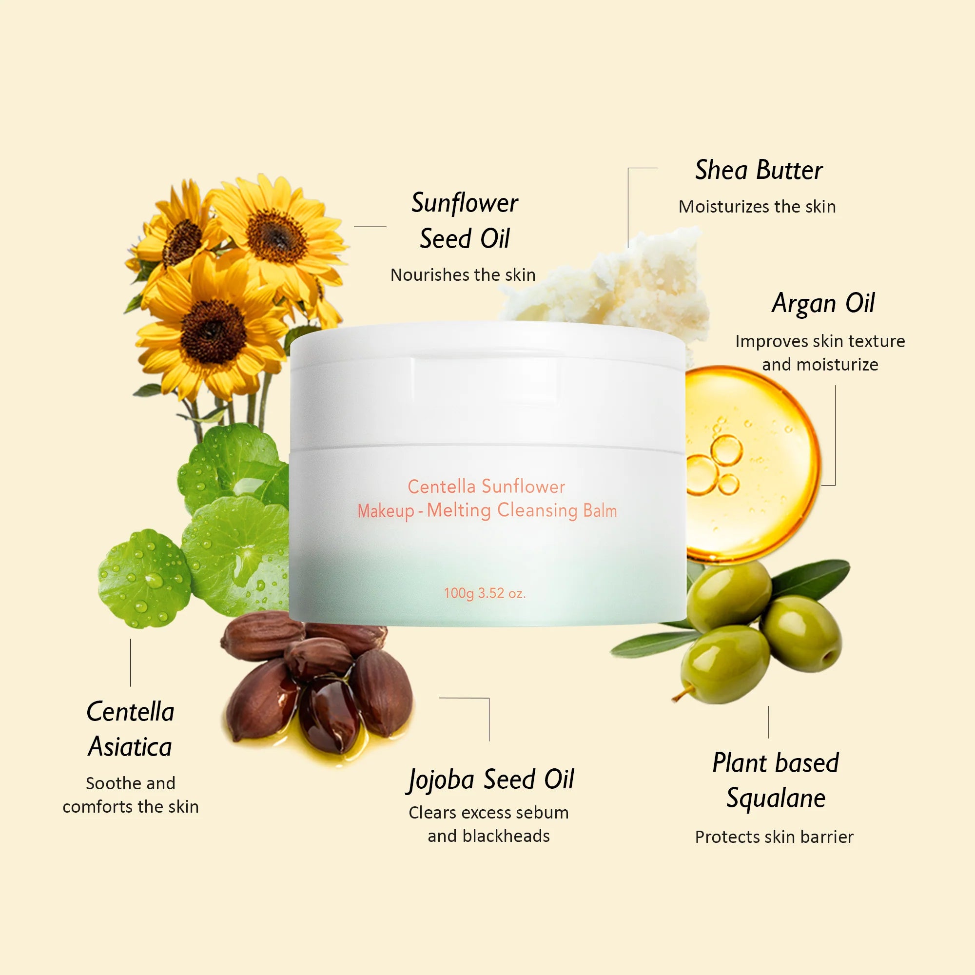 Attīrošs balzams Haruharu Wonder Centella Sunflower Makeup Melting Cleansing Balm