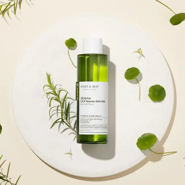 Nomierinošs toniks problemātiskais ādai Mary&May Vegan CICA Tea Tree AHA PHA Toner