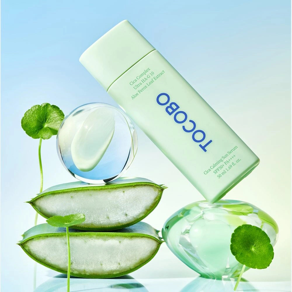 Nomierinošs saules aizsargserums Tocobo Cica Calming Sun Serum SPF50+ PA++++