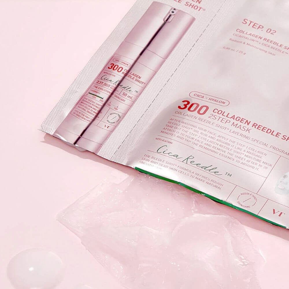 Коллагеновая маска с микроиглами для гладкости и упругости кожи VT Cosmetics Collagen Reedle Shot 300 2Step Mask