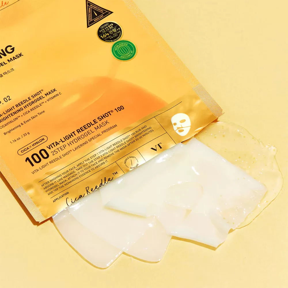 Balinoša hidrogela maska ar mikroadatām VT Cosmetics Vita-Light Reedle Shot 100 2Step Hydrogel Mask